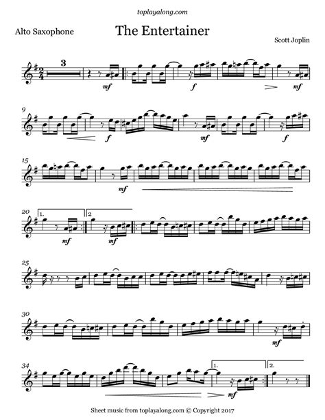 Joplin - “The Entertainer” (for Saxophone Quintet SATTB)